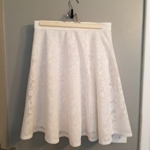 Knee Length White Lace Skirt